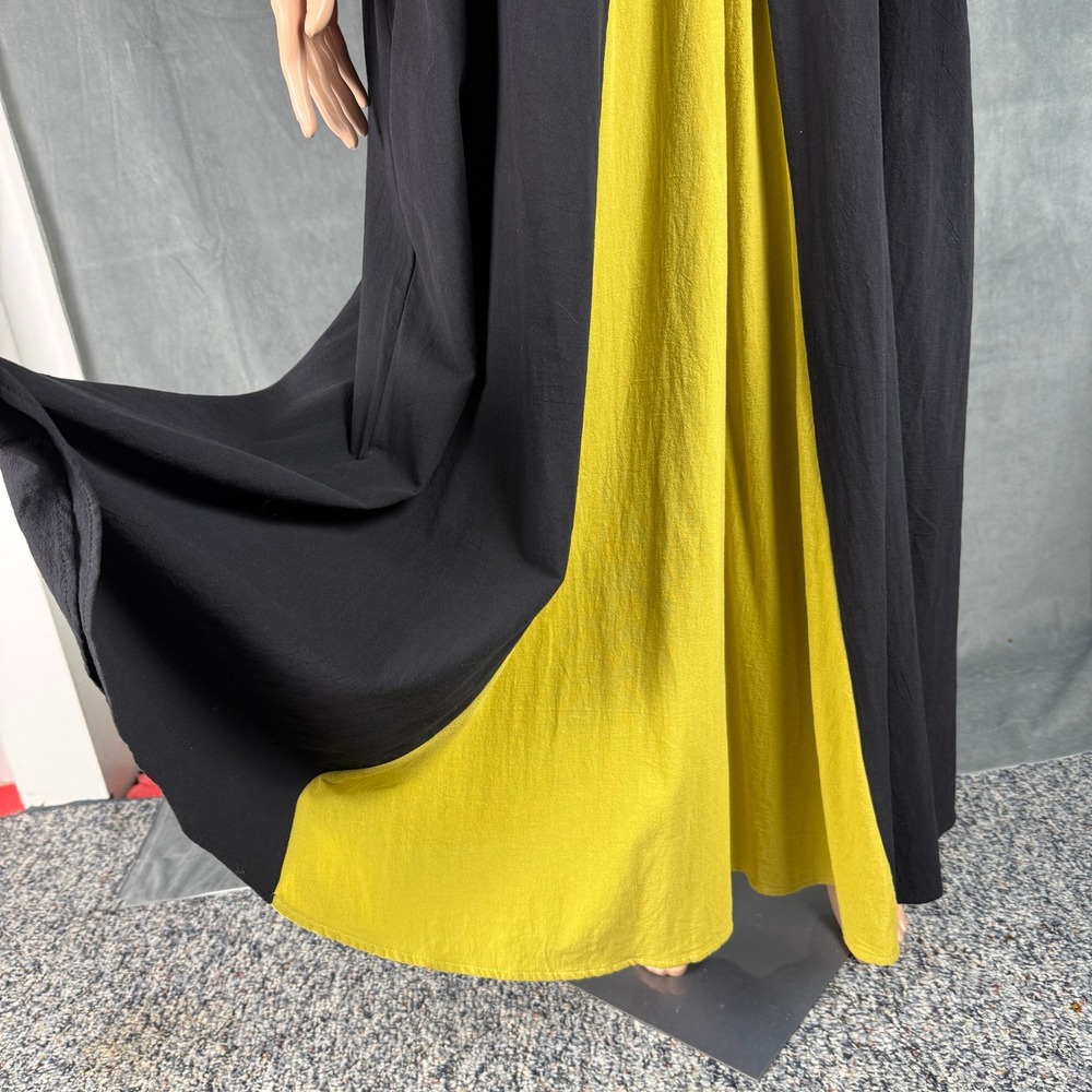 NWD Gracila Maxi Dress Plus 2XL Black Yellow Sleeveless Cotton Pocket Lagenlook - Picture 5 of 16